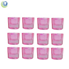 GLASS DAPPEN DISH PINK COATED ACRYLIC HOLDER CONTAINER DENTAL COSMETOLOGY 12/PCS