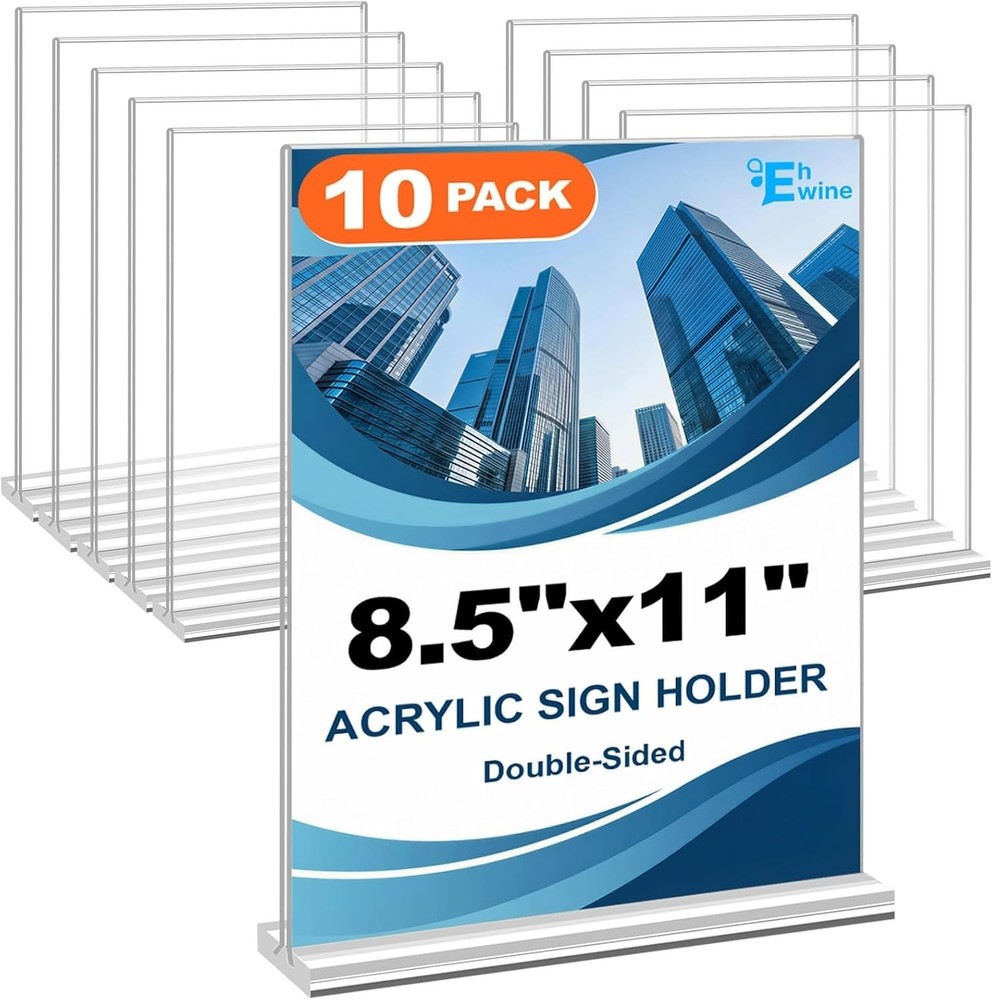 Sturdy T-Shaped Acrylic Sign Holders 8.5 x 11 – Perfect for Weddings & Business