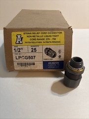 1 Arlington LPCG507 1/2” Strain Relief Cord Connector Non-Metallic Liquid-Tight