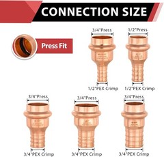 1/2″ Copper Press x 1/2″ PEX Crimp Coupling Adapter (Pack of 10)