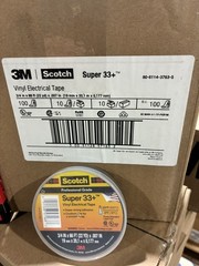 Case of 100 Rolls Scotch 3M Super 33+ 3/4″ X 66′ Black Tape