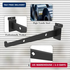 12 Inch Slatwall Shelf Bracket Set of 12, Heavy Duty Slat Wall Shelf Bracket, Me