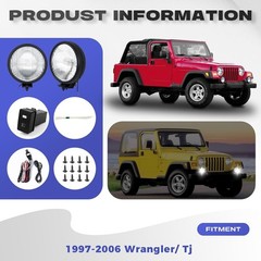 FL7091 Fit for 1997-2006 Wrangler tj off-road Pair Front Fog Lights Lens Bumper