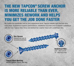 Tapcon 3/16″ x 2-3/4″ Hex Head Concrete Anchor Screws 3145407 | 100 Pack | Drill