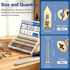 160Pcs Self-Drilling Drywall Anchors with Screws, Metal Wall Anchor Kit