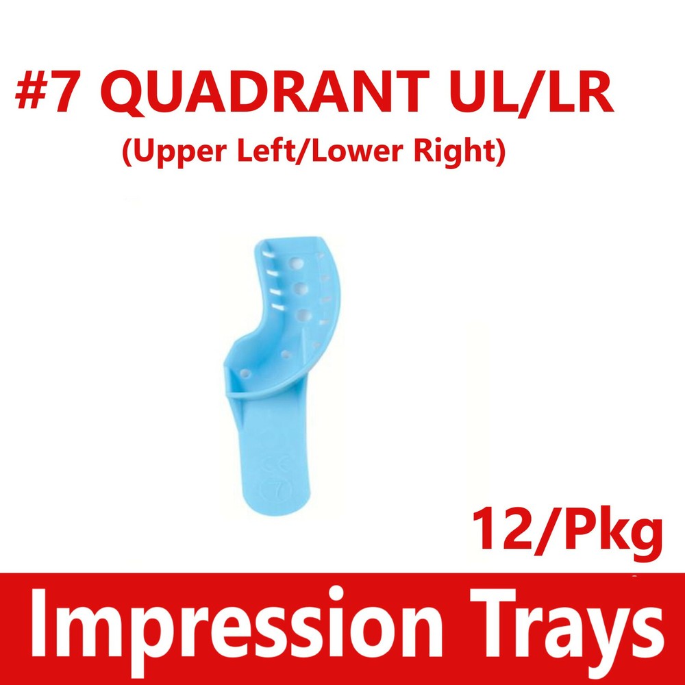 Dental Impression Trays Perforated Plastic Disposable 7 Quadrant UL/LR #7, 12/Bg