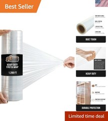 500% Stretch Film Heavy Duty Plastic, 1200ft Shrink Wrap Roll 17″ Puncture Re…