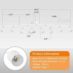 Plug in Track Lighting LED, Track Lighting Fixtures Ceiling, White 8-Light Ki…