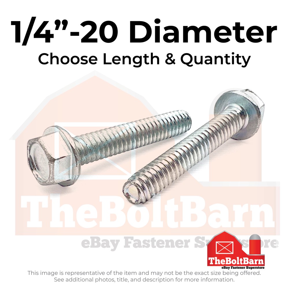 1/4″-20 Indent Hex Washer Head Thread Rolling Screws Zinc (Choose Length & Qty)