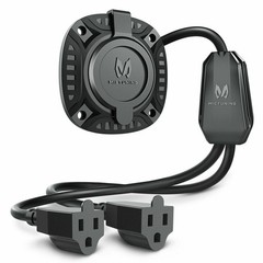 15Amp 125V AC Power Inlet Port Plug Integrated Dual 18″ Extension Cord Y Splitte