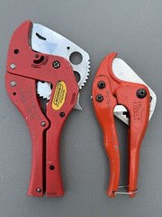 Pair of 2 Heavy-Duty Metal Ratcheting PVC Pipe Cutters: Wisdom 22-PCP2-2 & L-42A