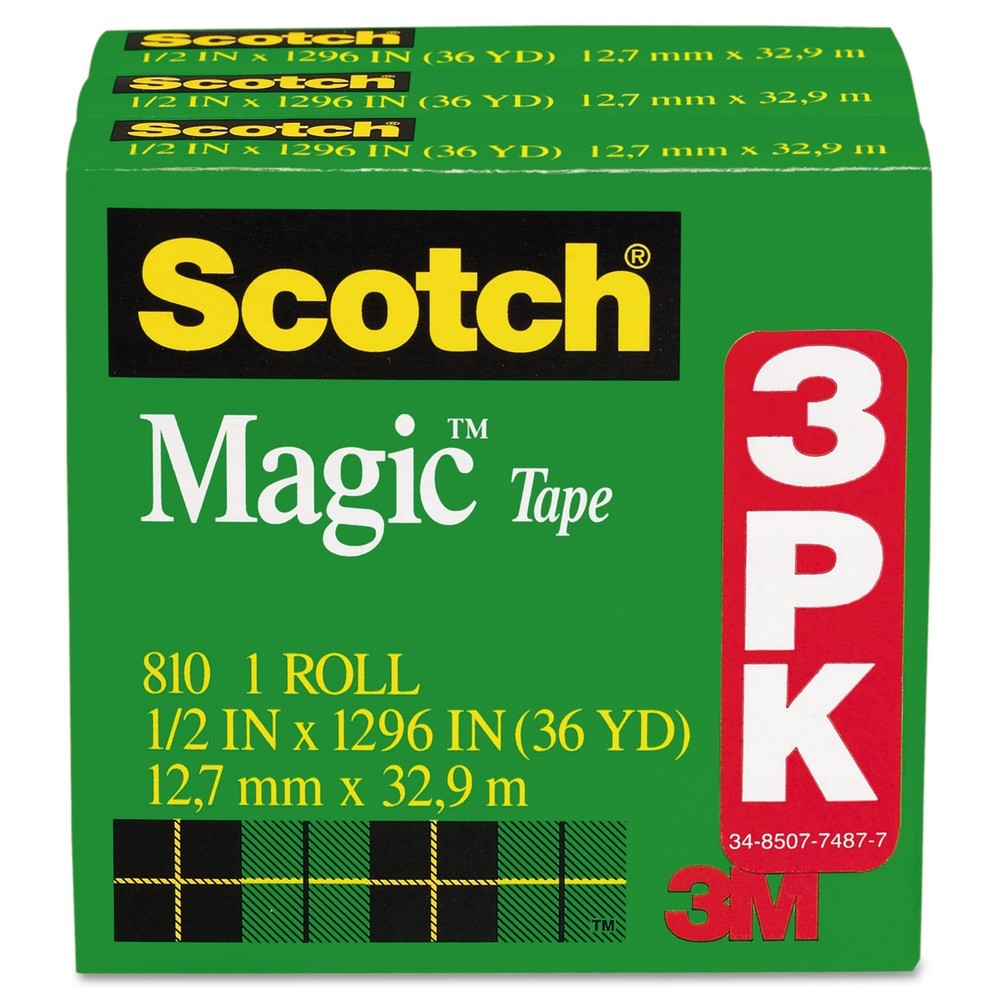 Scotch Magic Tape Refill 0.5 Inches Wide 36 Yards Red Adhesive Tape