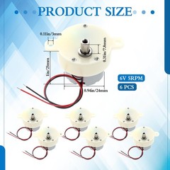 ElaraBerry 6 Pcs DC 6V 5RPM Slow Speed Gear Motor High Torque Rotating Motor …