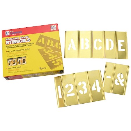 C.H. Hanson 10068 Interlocking Stncls, Numb & Letters, Brass, 10068