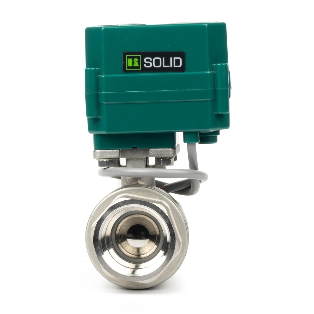 U.S. Solid Motorized Ball Valve 1-1/4 inch Stainless Steel 9-24V AC/DC