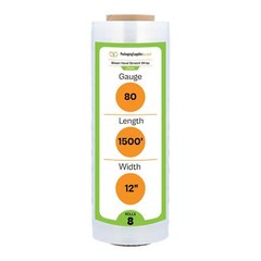 12″ x 1500′ 8 Rolls Blown Hand Shrink Film Packaging Stretch Wrap 80 Gauge Clear