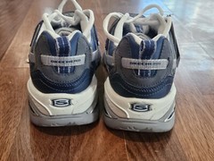 NEW Skechers WOMEN Blue Silver Leather Work Construction Safety Toe Shoes Sz 9.5