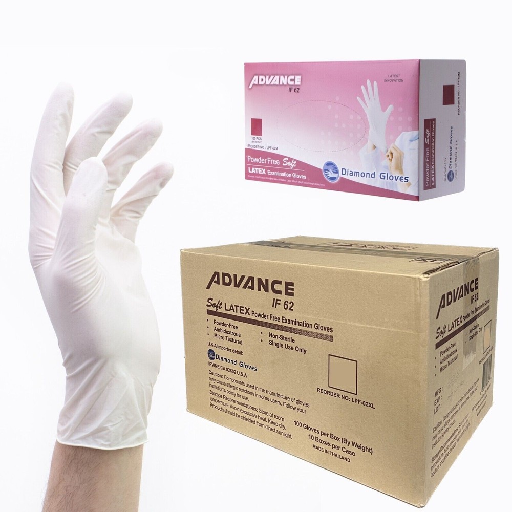 Latex Exam Gloves White 6mil Medical Powder Free XS S Medium L XL 10x100pcs/Bx