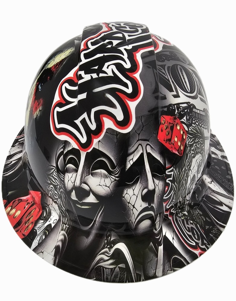 full brim hard hat custom hydro dipped IN LAUGH NOW CRY LATER HARDCORE AMERICAN