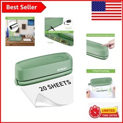 Fast Electric 3 Hole Punch: 20 Sheets in Seconds, Adjustable Guide Included