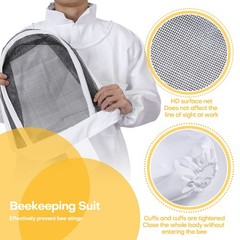 Full Body Beekeeping Suit Set w/ Detachable Ventilated Veil & Free Gloves Unisex