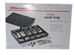 Office Depot Locking Cover Cash Tray 2.25″ x 15 7/8 x 11.25″ Missing Key