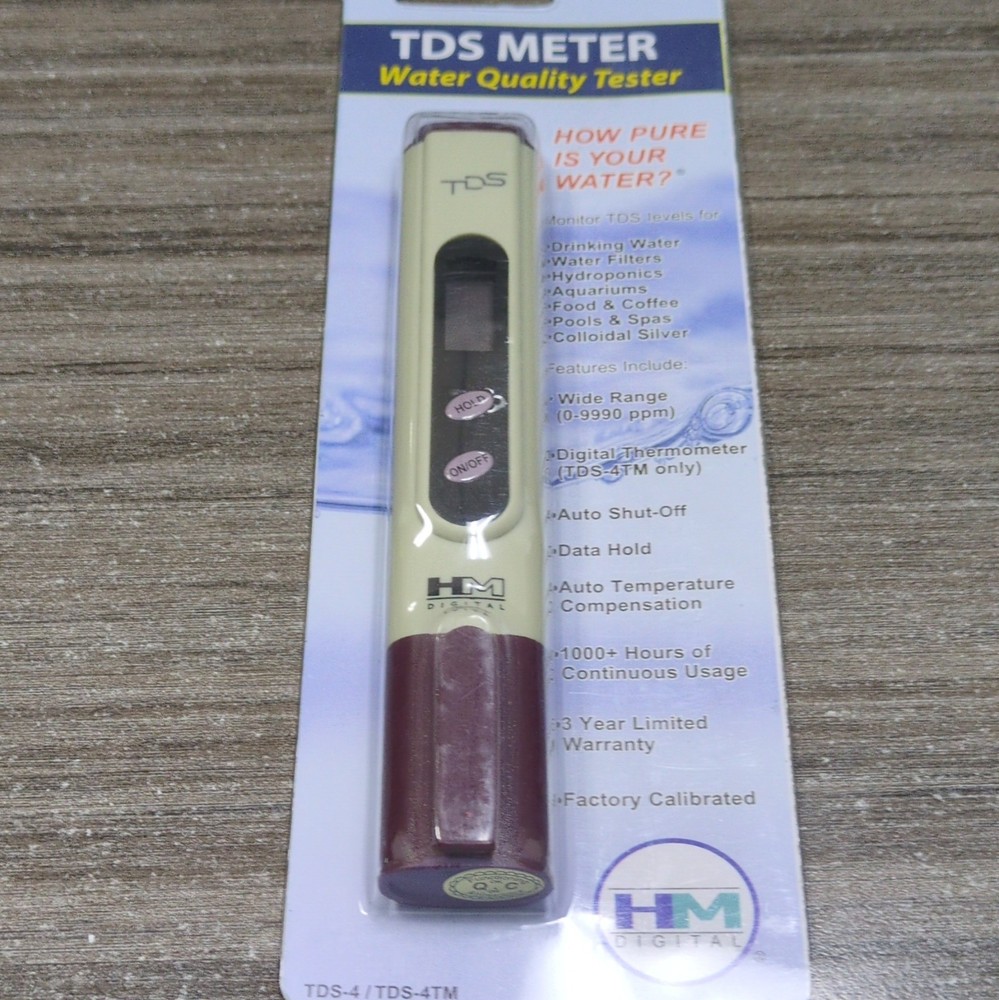 HM Digital TDS-4 TDS Meter Water Quality Tester, 0-9990 ppm Range