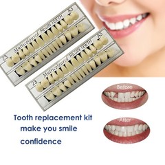 56 Pcs False Teeth Fake Teeth 2 Sets Synthetic Resin Dental Tooth, Upper Lowe…