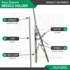 Laparoscopic Sinus Surgery Needle Holder Straight 20″ V Type 5 X 330mm Forceps