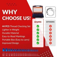 44PCS Inch & Metric Set Nut & Bolt Thread Checker Identifier Thread Gauges Box