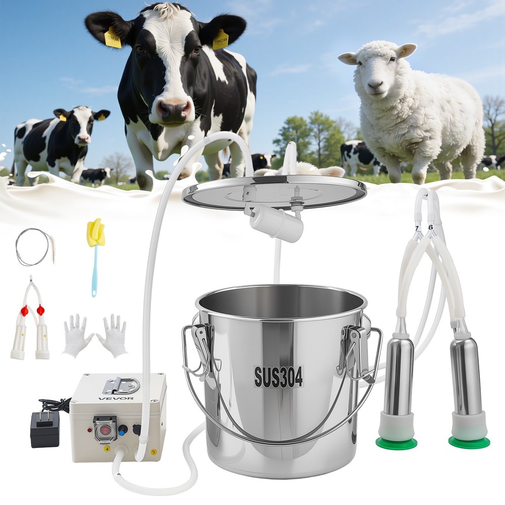 VEVOR Goat Milking Machine Goat Milker 3.2 Gal / 12 L Bucket for Cows and Goats