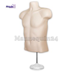 1 Mannequin Torso Flesh Male with Stand & Hanger -Plastic Men’s Body Form