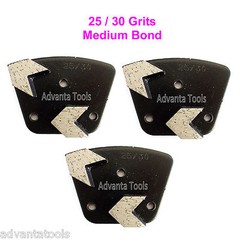3PK Trapezoid Arrow Seg Grinding Shoe / Disc / Plate – Medium Bond – 25/30 Grit