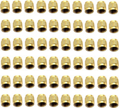 60 Pcs Schrader Valve Caps, Brass 1/4″ Flare Caps Round HVAC Valve Caps with …
