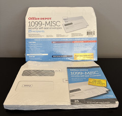Lot of 2- Office Depot Double-Window Self-Seal Envelopes For 1099-MISC 25PK each