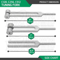 3 Pcs C128 C256 C512 Tuning Fork Set ENT Surgical Medical Instruments