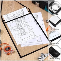 50 Pack Job Ticket Holders 9×12 Inch Clear Plastic Work Order Pockets with Strap