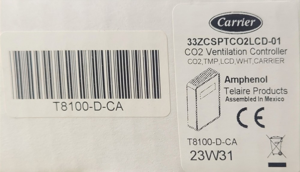 Temp Sensor W/LC CO2 Ventilation Controller 33ZCSPTCO2LCD-01 T8100-D-CA Telaire