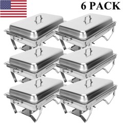 9.5 QT 6 PACK CATERING STAINLESS STEEL BUFFET CHAFER CHAFING DISH SETS FULL SIZE