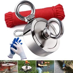 1500 LBS Strong Fishing Magnet Kit Double-Sided Pull Force and Rope Carabiner US