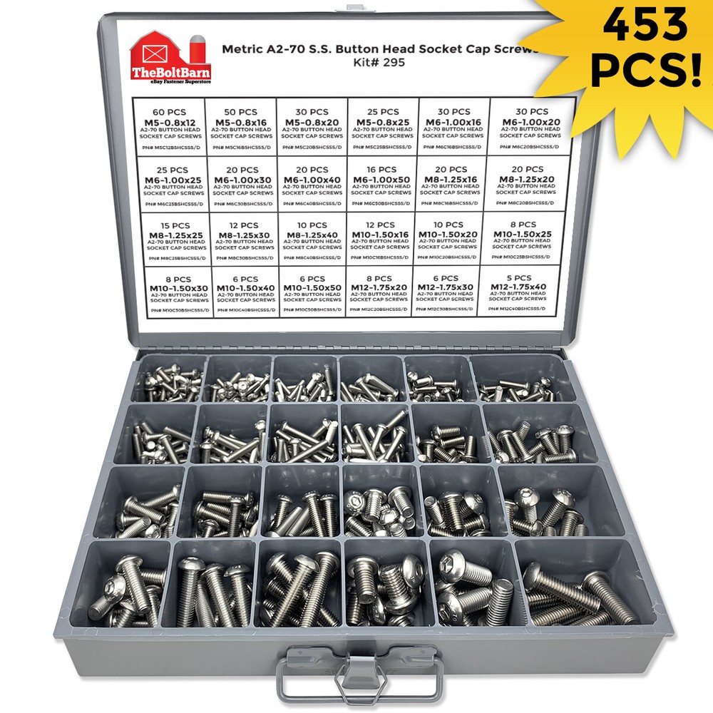 Metric Allen Button Head Socket Cap Screws Stainless Steel Assortment 453PCS