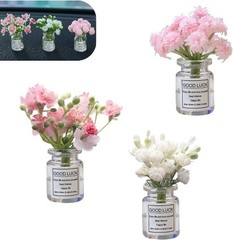 3 PCS Mini Flower Car Dashboard Decor, Cute Daisy Cherry Blossom Jasmine Vase Or