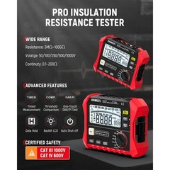 Kaiweets KE1000 Insulation Resistance Tester Megohmmeter Multimeter DAR PI 1000V
