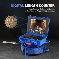 9″ Self-Leveling Sewer Camera w 512Hz Locator 295ft/90m Meter Counter 720P 32GB