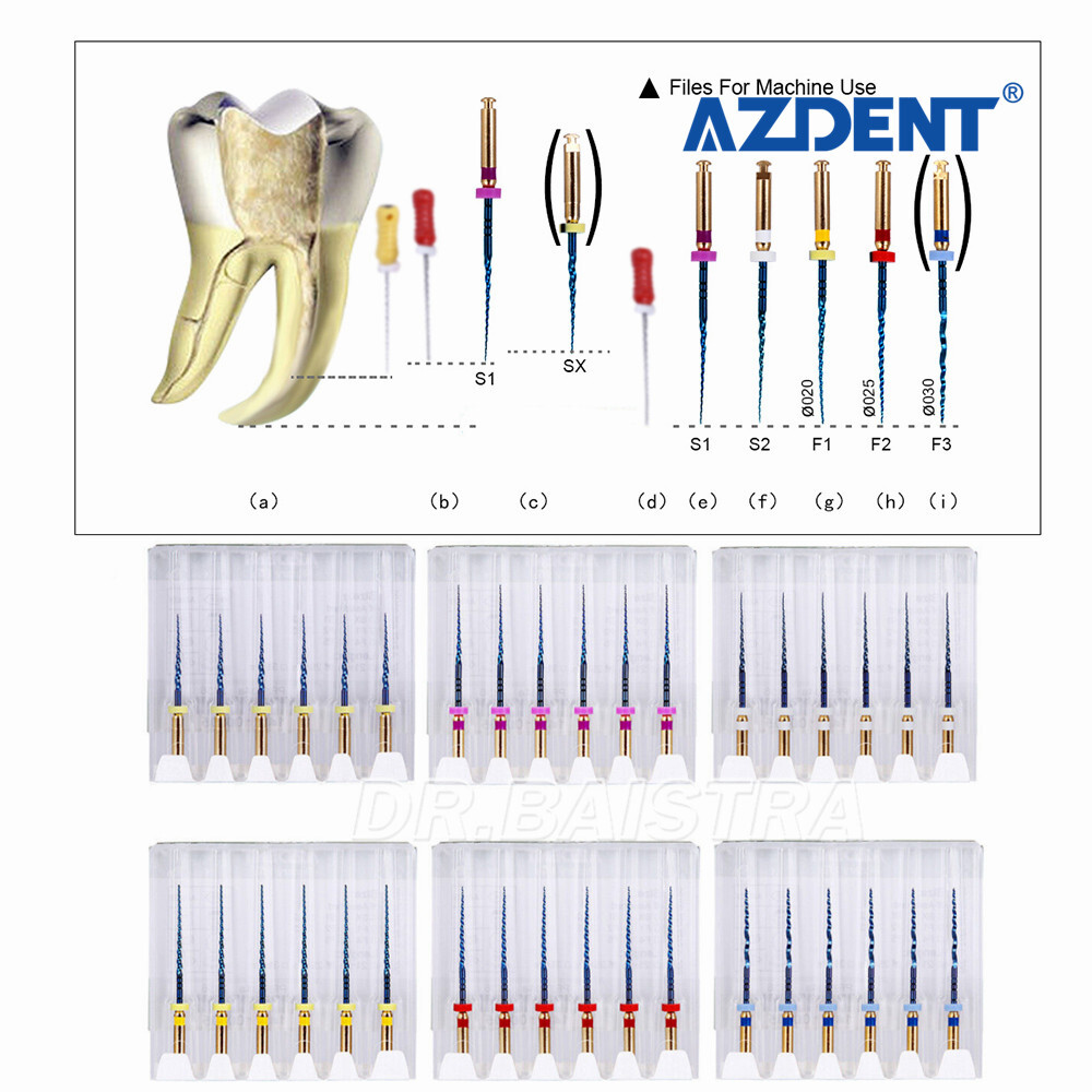 6Pcs Dental Endodontic NiTi Engine Use Heat Activated Rotary Files 19mm/25mm