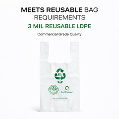3 Mil White Reusable Grocery Bags 1/6 Size Extra Heavy Duty 11.5×6.5×21 Bulk