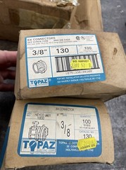 Two boxes of 100 Topaz new old stock Zinc diecast BX connector 3/8 screw type
