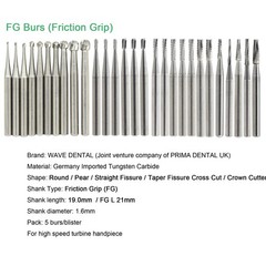 Wave Dental Surgical Burs 25mm Carbide Burs Friction Grip FG 19mm Round Pear 330
