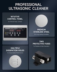 3L Ultrasonic Cleaner with 30min Timer 150W Heater Degas & Gentle Cleaning Modes
