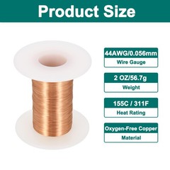 44 AWG Magnet Wire, 44 Gauge 2 oz Enameled Copper Wire, 155C(311F), Copper Color